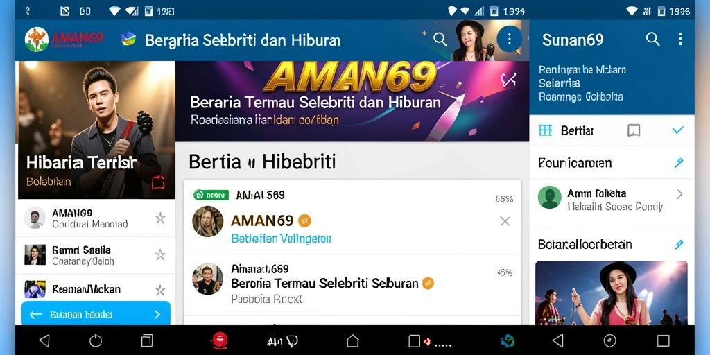 Tampilan antarmuka AMAN69 dengan berita hiburan selebriti terbaru.