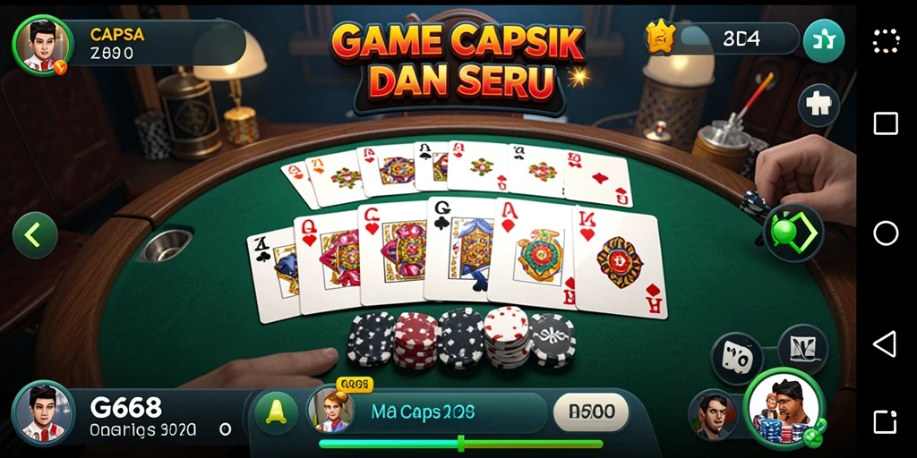 Antarmuka G668 menunjukkan permainan Capsa yang menarik.