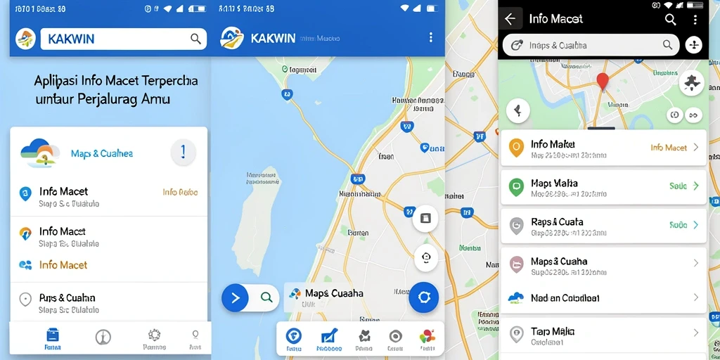 Tampilan antarmuka aplikasi KAKWIN yang menunjukkan kondisi lalu lintas.