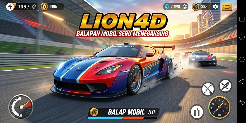 Antarmuka menarik LION4D saat balapan mobil.