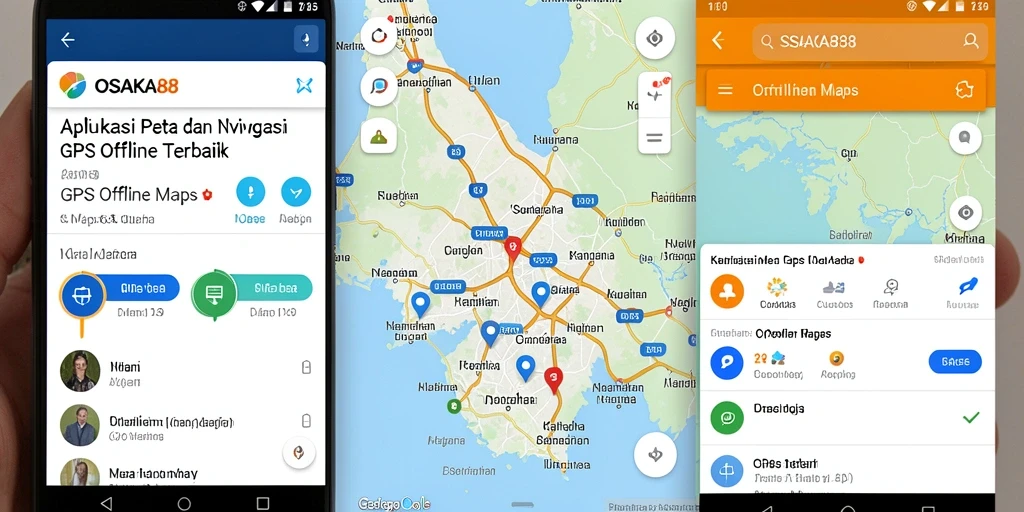 Tampilan antarmuka <strong>OSAKA88</strong> yang intuitif untuk navigasi GPS Offline.