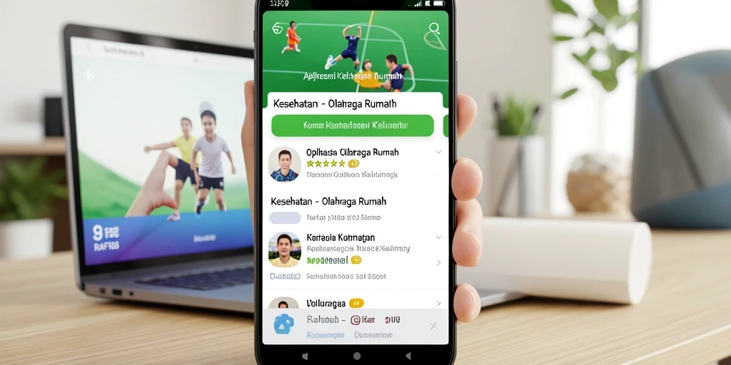 Tampilan antarmuka aplikasii olahraga rumah yang menarik dan mudah digunakan.